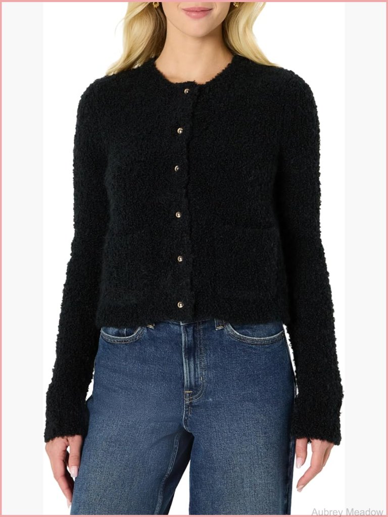Women's Regular Fit Wool Blend Boucle Button Jacket